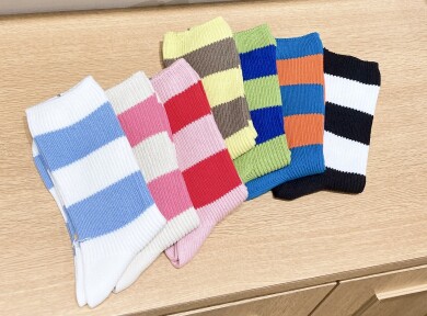 NEW☆ 太ボーダーリブソックス🦓