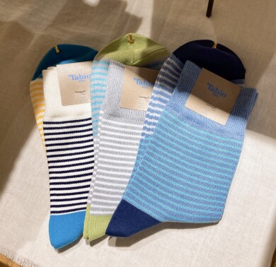 MEN'S新作 フットアクセントボーダーショートソックス