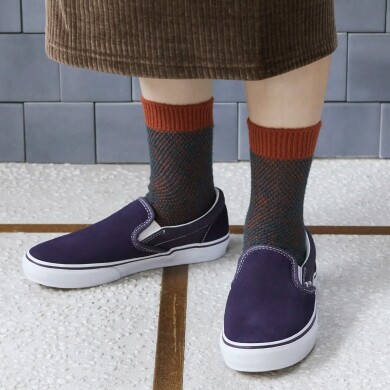 毛混引き揃えメッシュソックス🧦