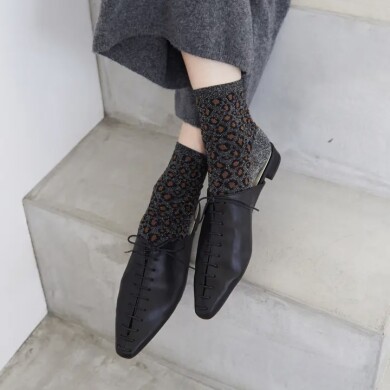 ラメヒョウ柄ショートソックス 