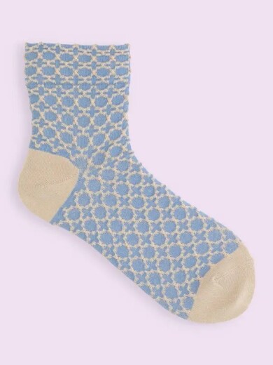  【3足￥1,100】レトロタイルフロートショートソックス