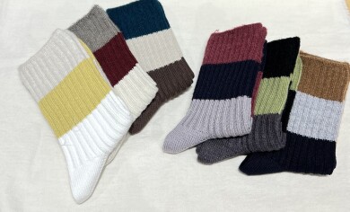 異素材切替リブクルー　SALE