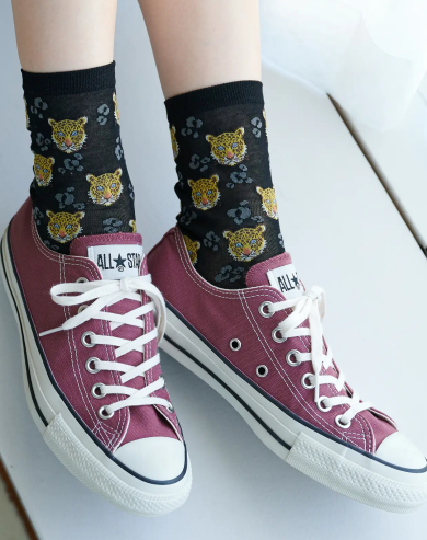 ヒョウのお顔総柄ショートソックス