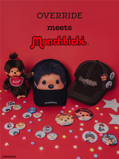【OVERRIDE meets モンチッチ】新作缶バッジ発売＆人気キャップ再入荷