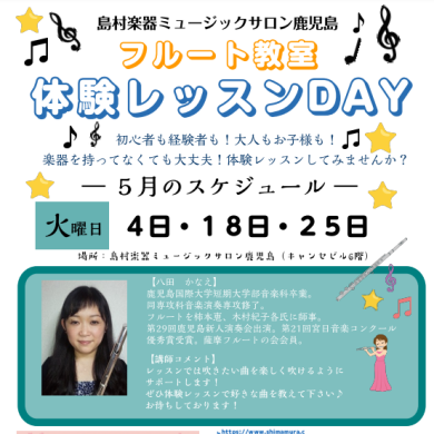★フルート体験レッスンDAY開催します★