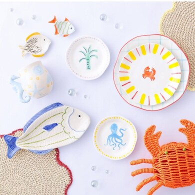 【NEW】海の生き物たちが描かれた🎨ハンドペイントのテーブルウェア°･🐠