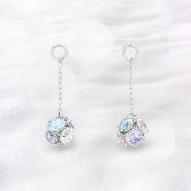 【2025ウインターコレクション】【Rondelle】K10 ホワイトゴールド キュービックジルコニア ピアスチャーム