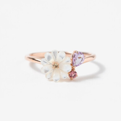 【Birth Flower】2月誕生花 K10 ピンクゴールド マーガレット リング（指輪）